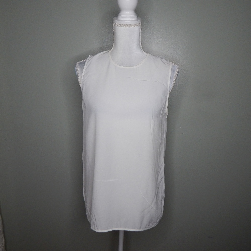 everlane women cream silk shirt SZ 6